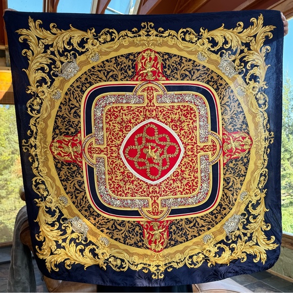 Vintage 100% Silk Gold Scarf from Italy - Picture 1 of 4